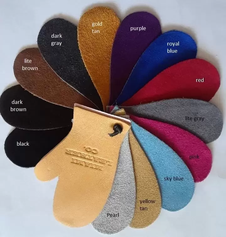 Different colours of leather available